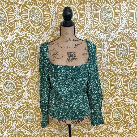 NWT Reformation Pinto Floral Long Sleeve Square Neck Top in Parsley size 2X - Picture 2 of 11